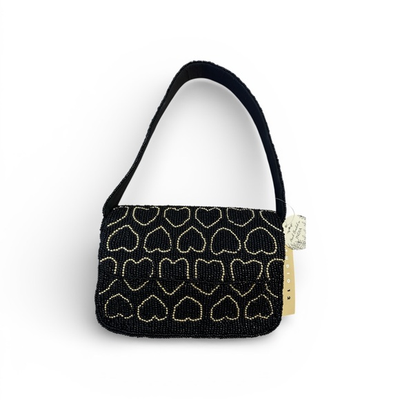 Handbags - Chic Black Beaded Shoulder Bag